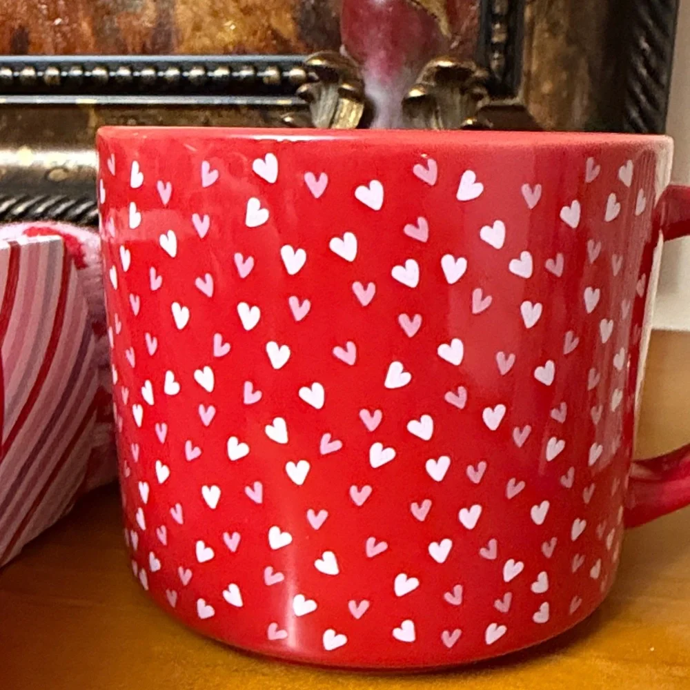 Red Heart Cozy Knit Lounge Socks and Heart Mug Gift Set